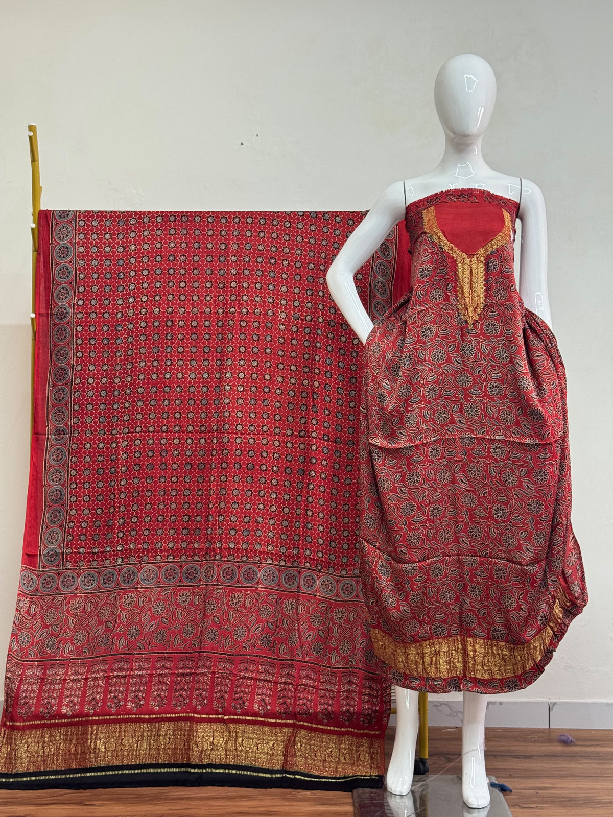 Premium Modal Silk Nakshi Zari Top & Dupatta 2-Piece Set 16 - The Ajrakh Studio