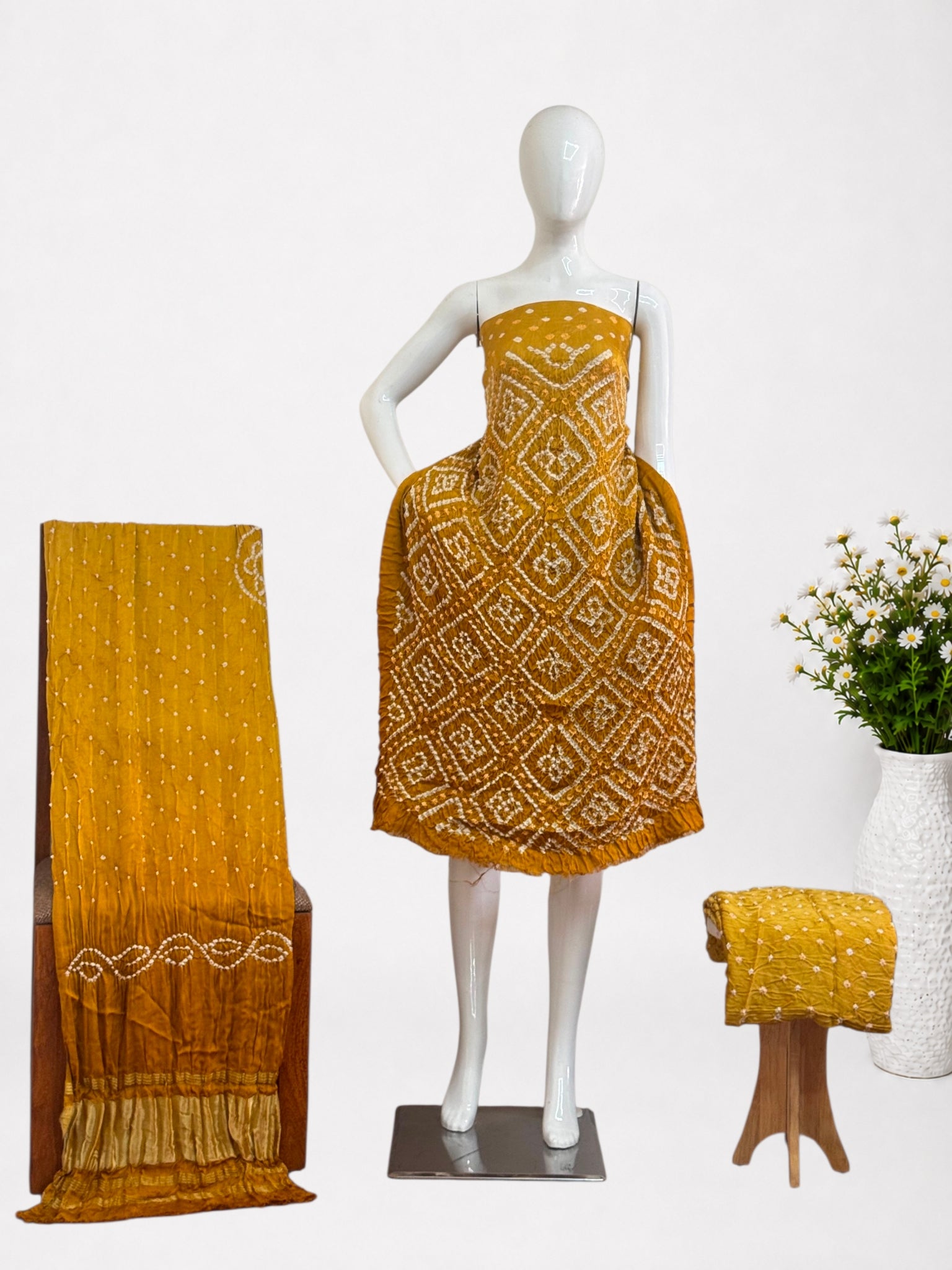 Premium Modal Silk Bandhani 3 Piece Dress Material