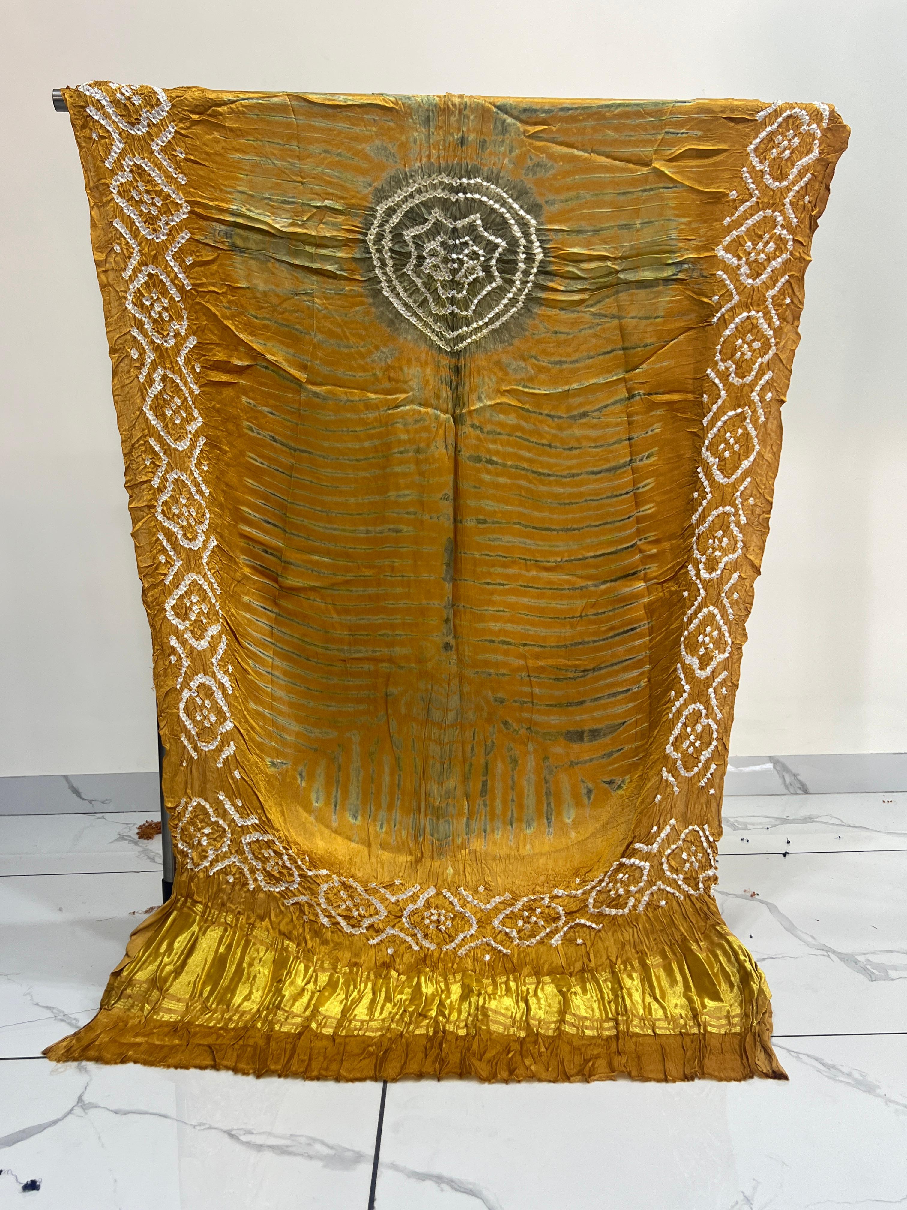 Rust & Green Modal Silk Tie & Dye Bandhani Dupatta 3 Piece Suits