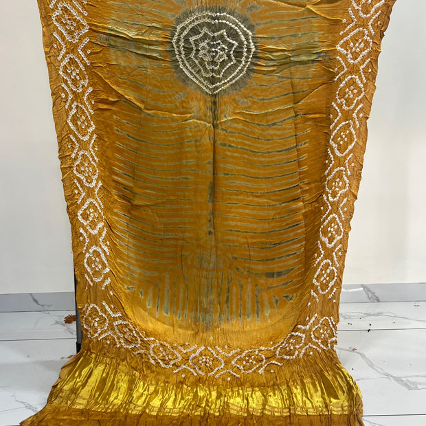Rust & Green Modal Silk Tie & Dye Bandhani Dupatta 3 Piece Suits