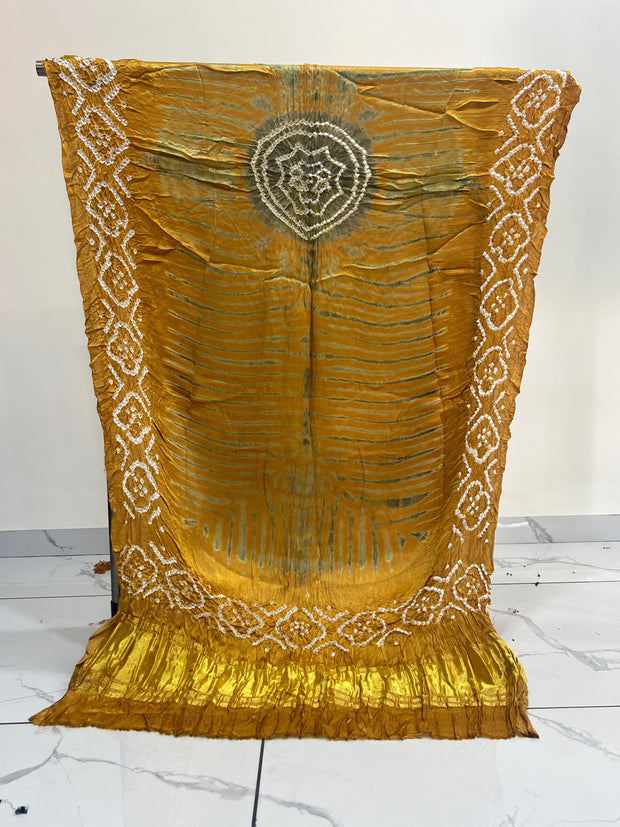 Rust & Green Modal Silk Tie & Dye Bandhani Dupatta 3 Piece Suits