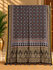 Dola Silk Ajrakh Hand Block Print Natural Dye Dupatta - The Ajrakh Studio