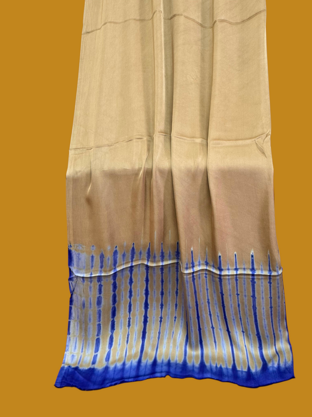 Pure Modal Silk Handcrafted Tie-Dye Suit Set with Plain Bottom