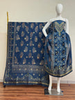 Meena Kari Dola Silk Ajrakh Hand Block Print 2-Piece Suit 06 - The Ajrakh Studio