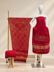 Premium Bandhej Modal Silk 3-Piece Suit with Bar Bhat Dupatta & Zari Pallu - The Ajrakh Studio