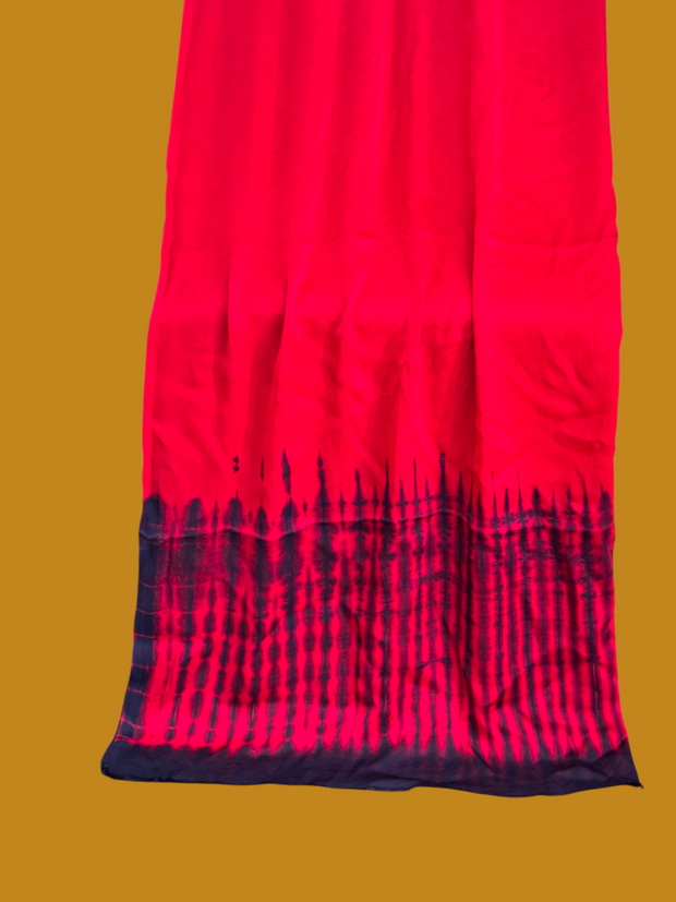 Pure Modal Silk Handcrafted Tie-Dye Suit Set with Plain Bottom