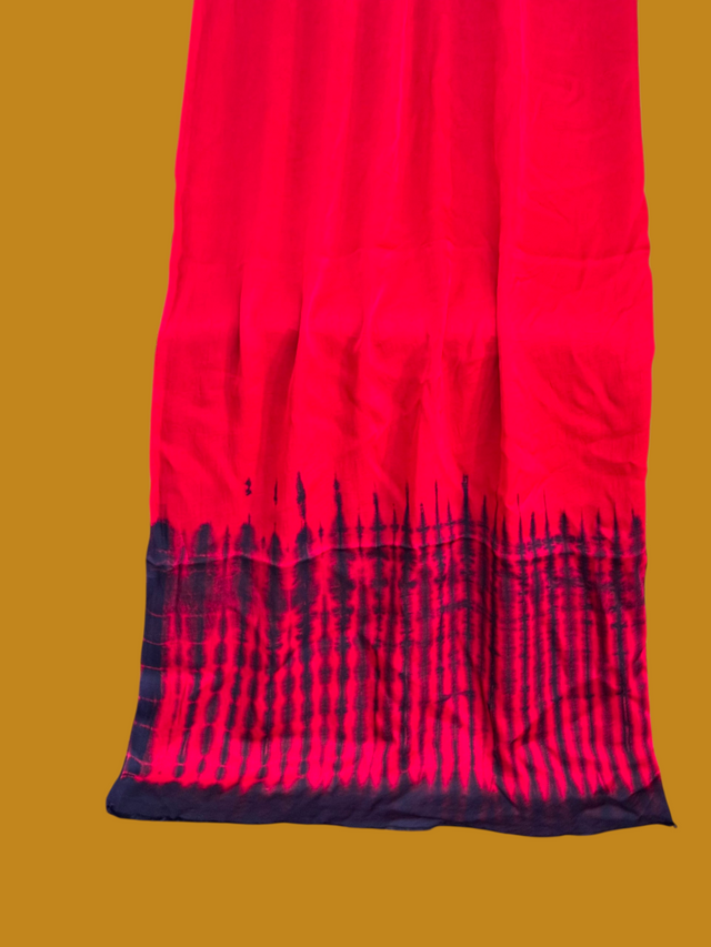 Pure Modal Silk Handcrafted Tie-Dye Suit Set with Plain Bottom