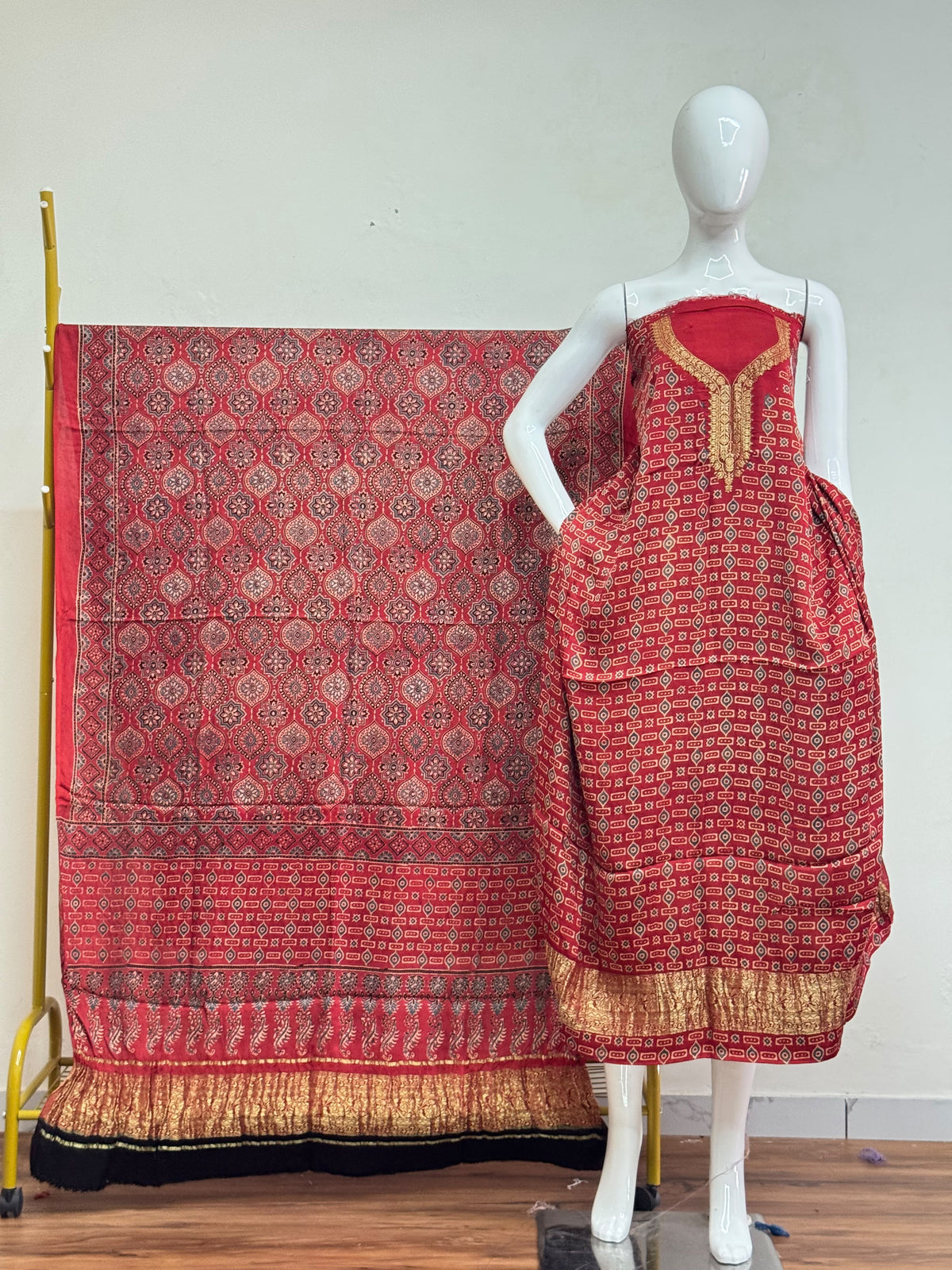 Premium Modal Silk Nakshi Zari Top & Dupatta 2-Piece Set 02 - The Ajrakh Studio