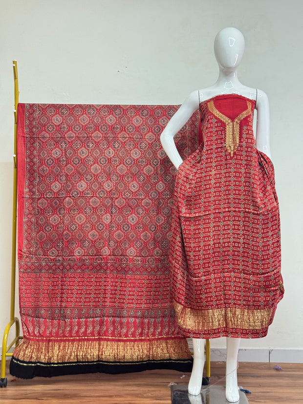 Premium Modal Silk Nakshi Zari Top & Dupatta 2-Piece Set 02 - The Ajrakh Studio