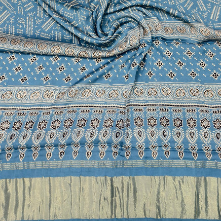 Premium Ajrakh Hand Block Print Modal Silk 3-Piece Suit Set with Zari Pallu Dupatta