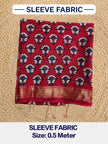 Premium Dola Silk Ajrakh Hand Block Print Natural Dye 2-Piece Suit with Zari Border Dupatta