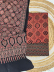 Pure Cotton Ajrakh Screen Print Natural Dye 3-Piece Suit 09 - The Ajrakh Studio