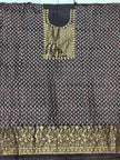 Premium Dola Silk Ajrakh Hand Block Print Natural Dye 2-Piece Suit with Zari Border Dupatta