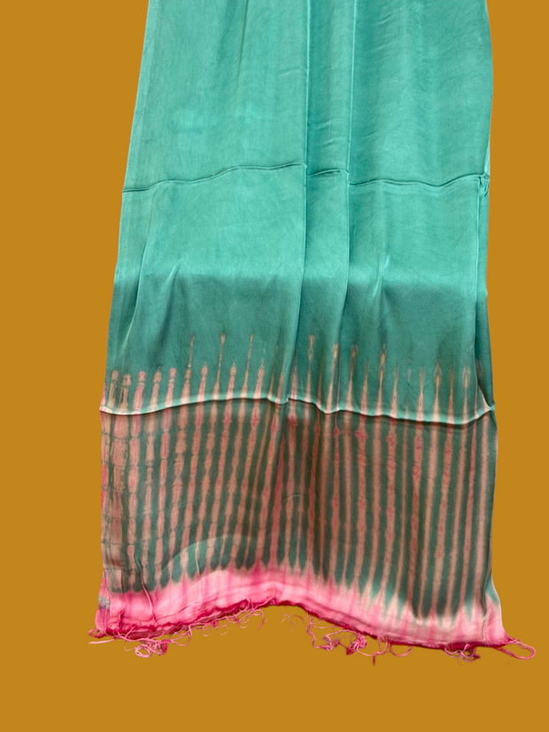Pure Modal Silk Handcrafted Tie-Dye Suit Set with Plain Bottom