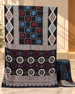Elegant Modal Silk Ajrakh Hand Block Print Natural Dye Saree - The Ajrakh Studio