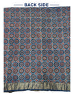 Premium Dola Silk Ajrakh Hand Block Print Natural Dye 2-Piece Suit with Zari Border Dupatta