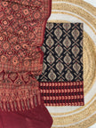 Pure Cotton Ajrakh Screen Print Natural Dye 3-Piece Suit 16 - The Ajrakh Studio