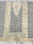 Premium Dola Silk Ajrakh Hand Block Print Natural Dye 2-Piece Suit with Zari Border Dupatta