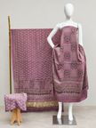 Havi Modal Silk Ajrakh Neptol Dye & Discharge Print Panel Design 3-Piece Suit - The Ajrakh Studio