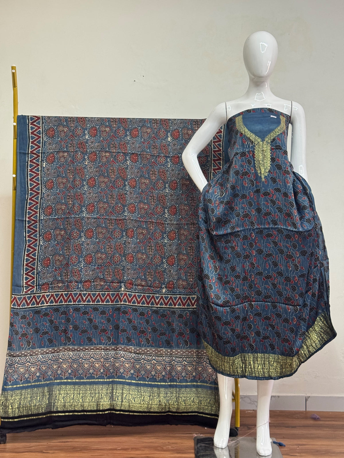 Premium Modal Silk Nakshi Zari Top & Dupatta 2-Piece Set 06 - The Ajrakh Studio