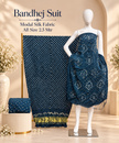 Premium Barik Bandhej Modal Silk 3-Piece Suit with Tissue Pallu - The Ajrakh Studio