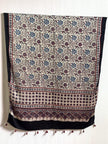 Ajrakh Modal Silk Natural Dye Dupatta with Tassels 01 - The Ajrakh Studio