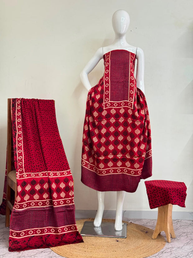 Havi Pure Modal Silk Ajrakh Natural Dye 3-Piece Suit 04 - The Ajrakh Studio