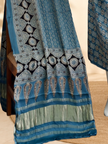 Premium Ajrakh Hand Block Print Modal Silk 3-Piece Suit Set with Zari Pallu Dupatta