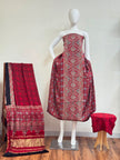 Ajrakh Hand Block Print Natural Dye Pure Modal Silk 3 Piece Suit with Zari Pallu Dupatta