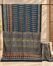 Elegant Modal Silk Ajrakh Hand Block Print Natural Dye Saree - The Ajrakh Studio