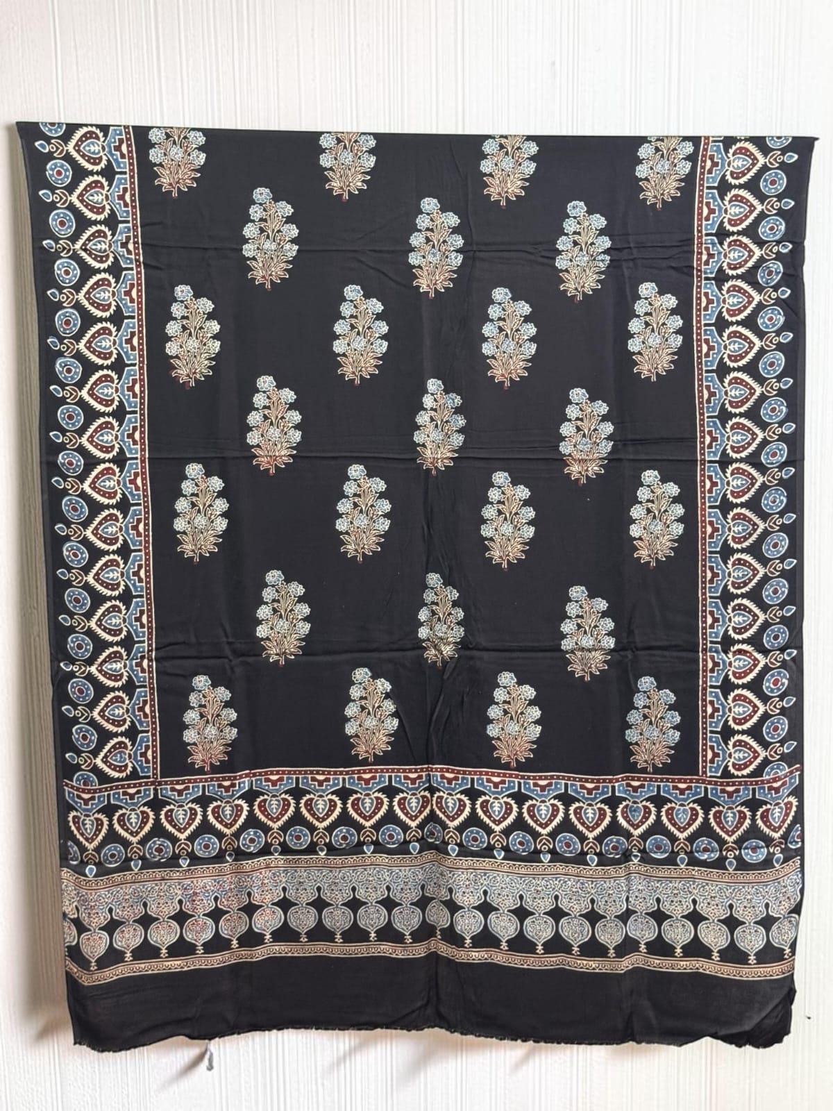 Ajrakh Modal Silk Natural Dye Dupatta with Tassels 33 - The Ajrakh Studio