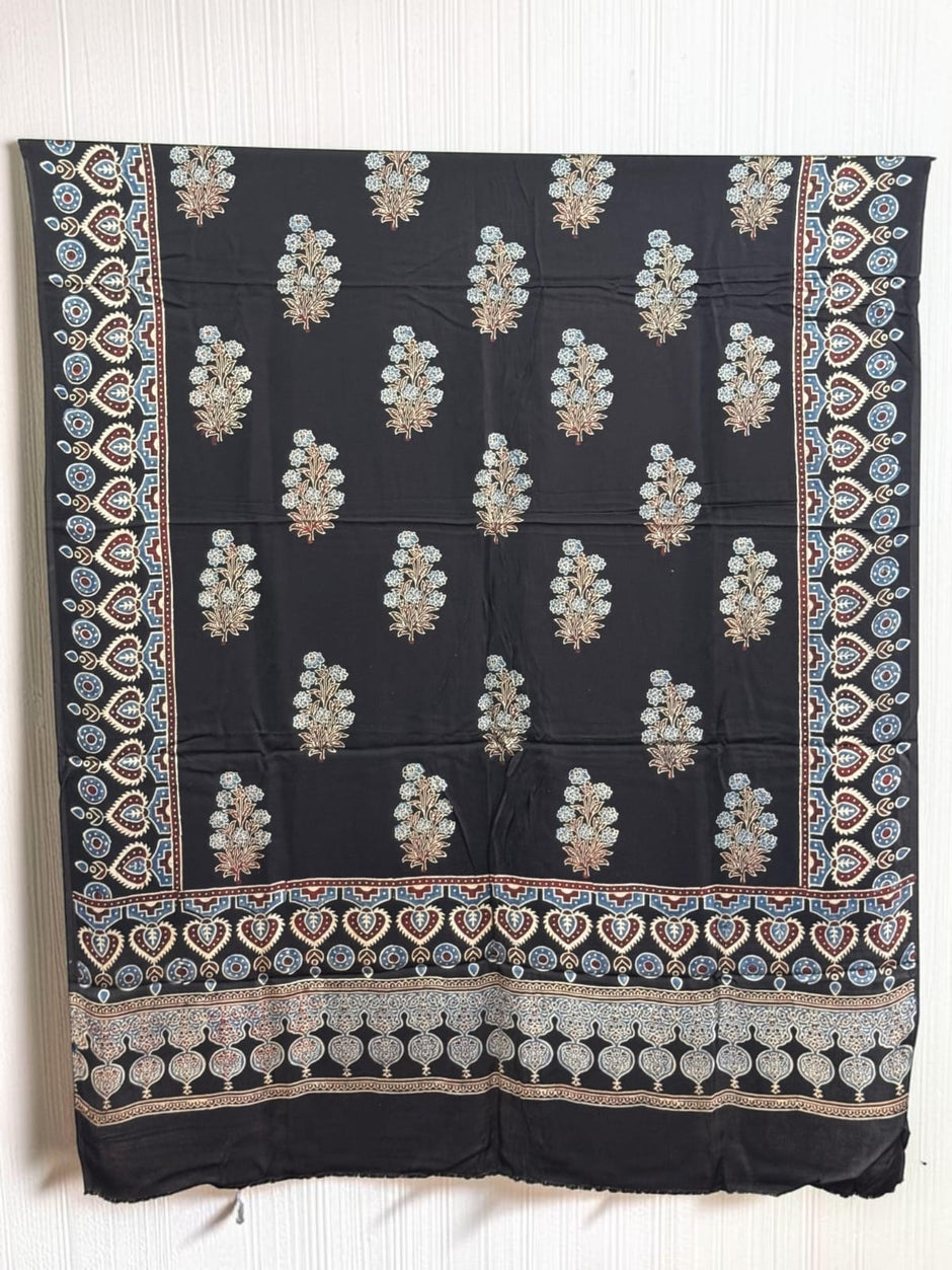 Ajrakh Modal Silk Natural Dye Dupatta with Tassels 33 - The Ajrakh Studio