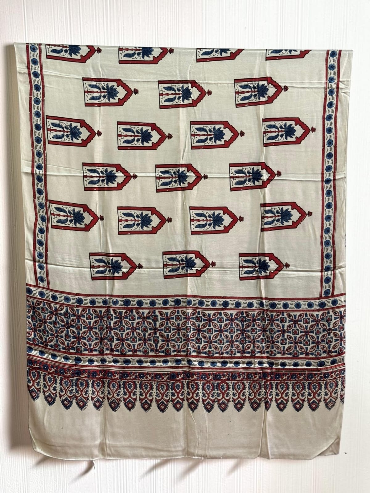 Ajrakh Modal Silk Natural Dye Dupatta with Tassels 35 - The Ajrakh Studio