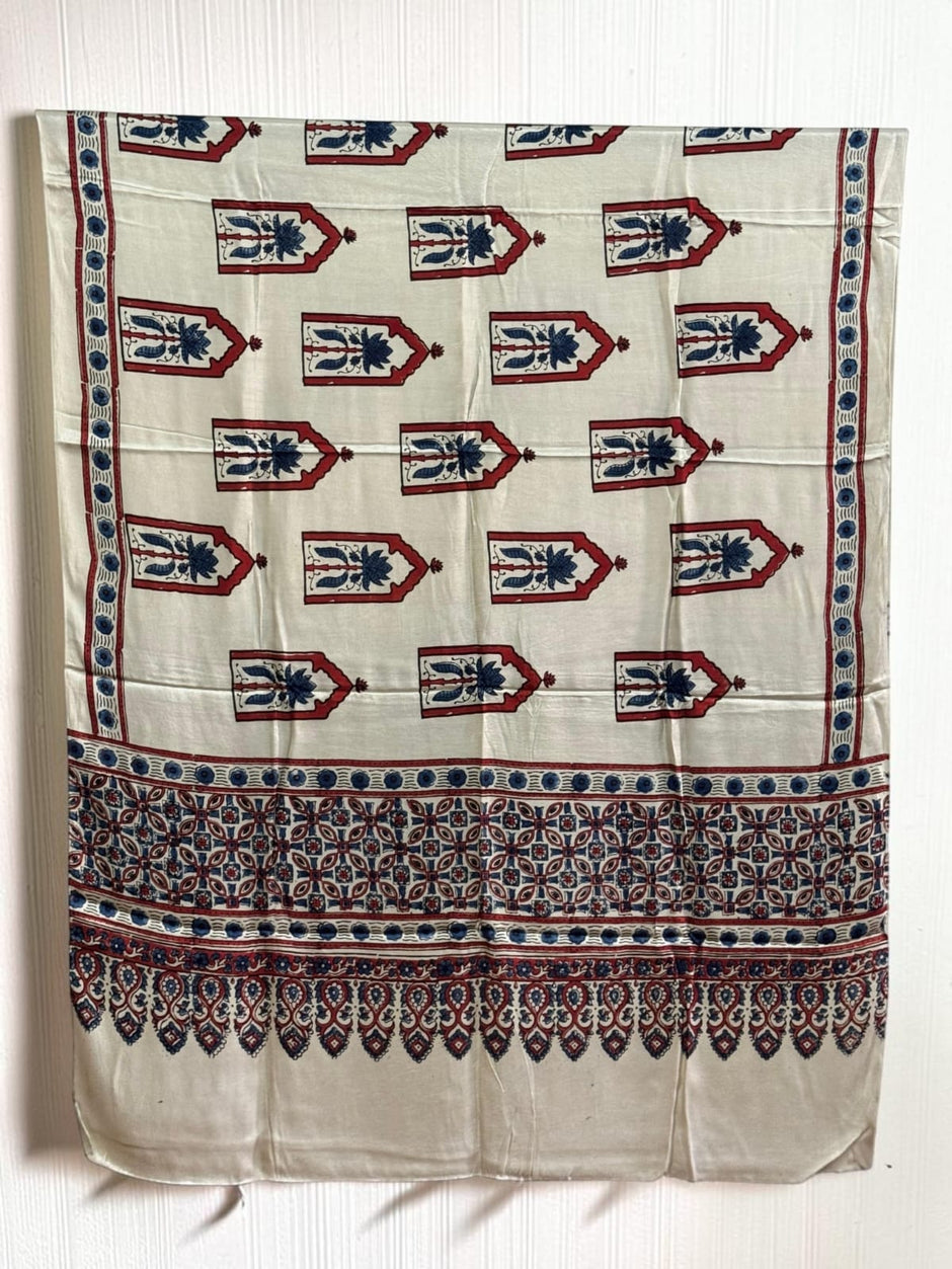 Ajrakh Modal Silk Natural Dye Dupatta with Tassels 35 - The Ajrakh Studio