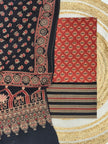 Pure Cotton Ajrakh Screen Print Natural Dye 3-Piece Suit 07 - The Ajrakh Studio