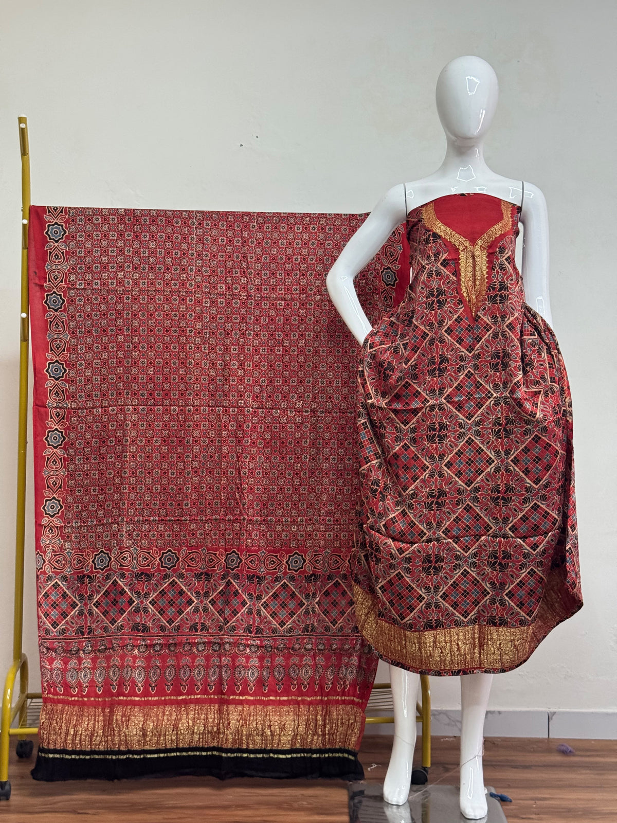 Premium Modal Silk Nakshi Zari Top & Dupatta 2-Piece Set 03 - The Ajrakh Studio