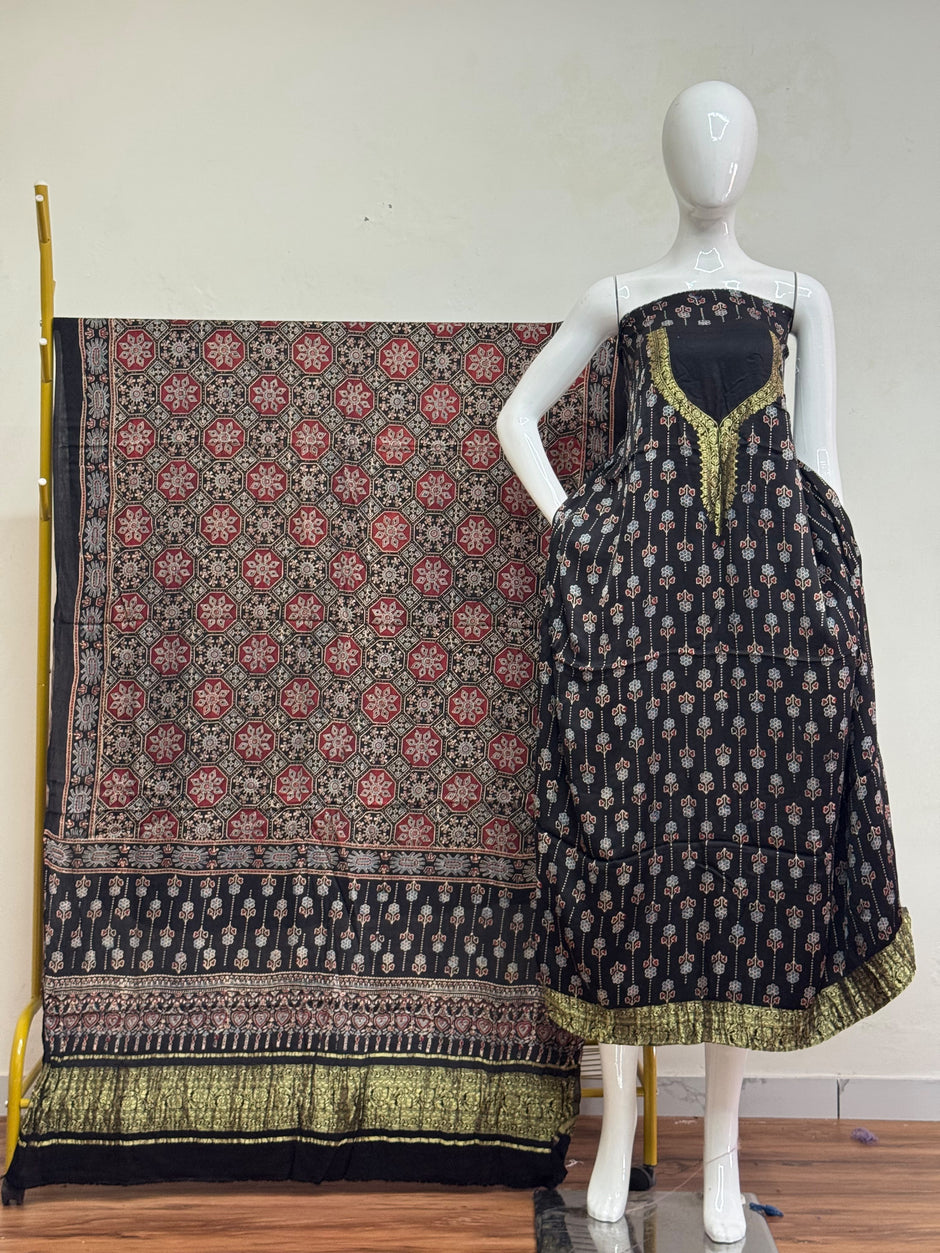 Premium Modal Silk Nakshi Zari Top & Dupatta 2-Piece Set 13 - The Ajrakh Studio