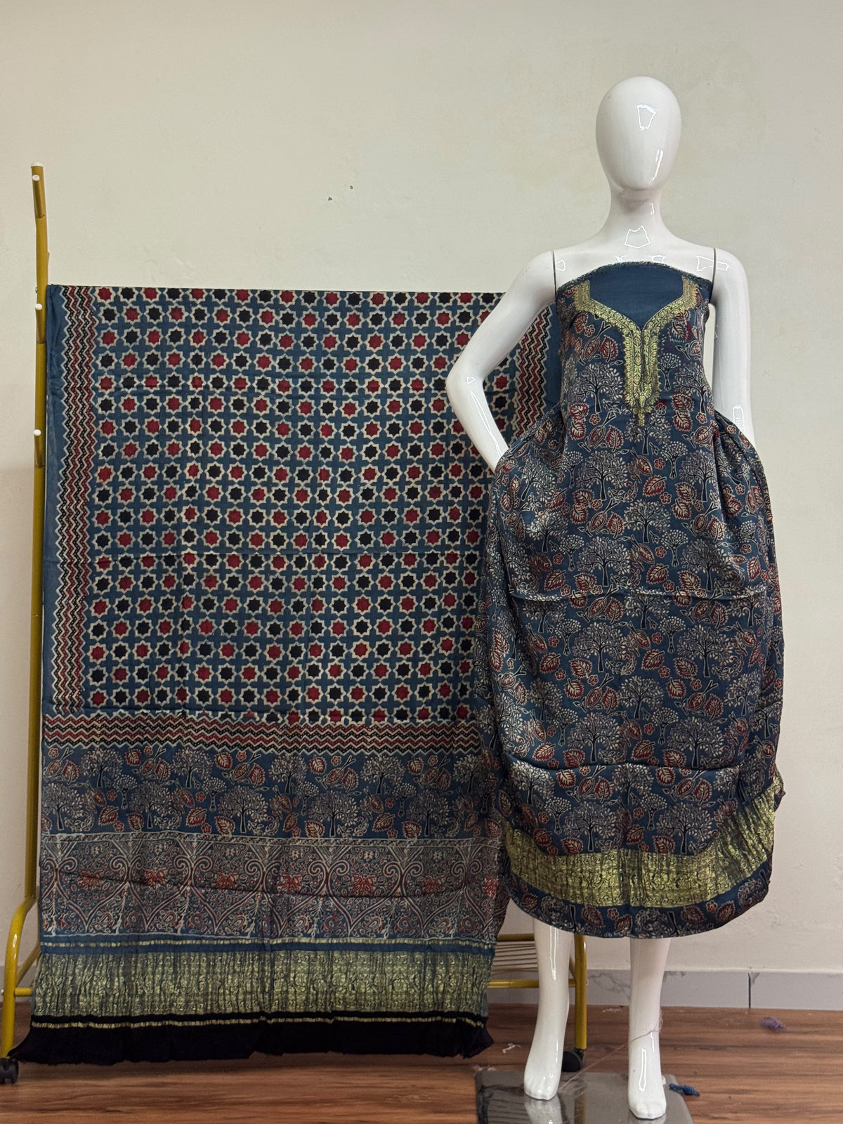 Premium Modal Silk Nakshi Zari Top & Dupatta 2-Piece Set 01 - The Ajrakh Studio