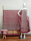 Havi Modal Silk Ajrakh Neptol Dye & Discharge Print Panel Design 3-Piece Suit - The Ajrakh Studio