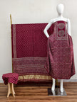 Havi Modal Silk Ajrakh Neptol Dye & Discharge Print Panel Design 3-Piece Suit - The Ajrakh Studio