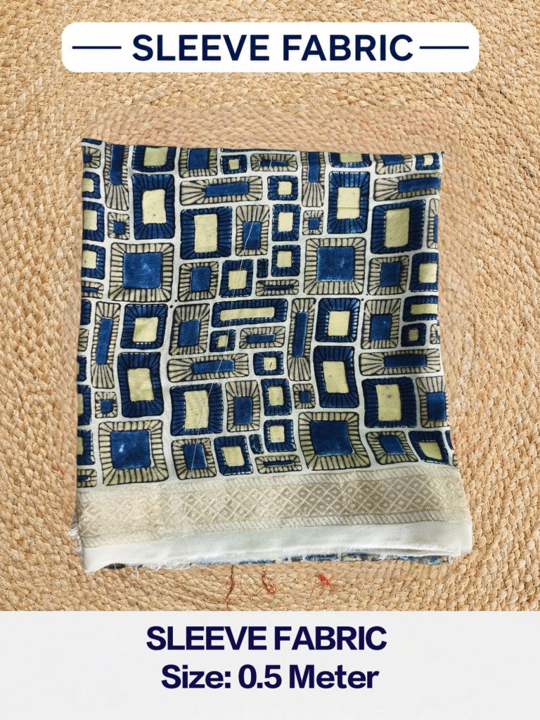 Premium Dola Silk Ajrakh Hand Block Print Natural Dye 2-Piece Suit with Zari Border Dupatta