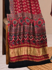 Ajrakh Hand Block Print Natural Dye Pure Modal Silk 3 Piece Suit with Zari Pallu Dupatta