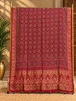 Dola Silk Ajrakh Hand Block Print Natural Dye Dupatta - The Ajrakh Studio