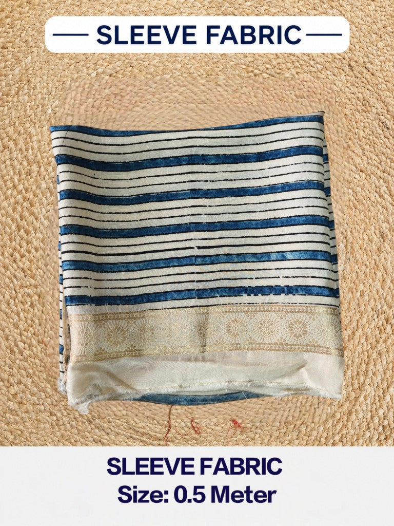 Premium Dola Silk Ajrakh Hand Block Print Natural Dye 2-Piece Suit with Zari Border Dupatta
