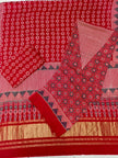 Premium Ajrakh Hand Block Print Modal Silk 3-Piece Suit Set with Zari Pallu Dupatta