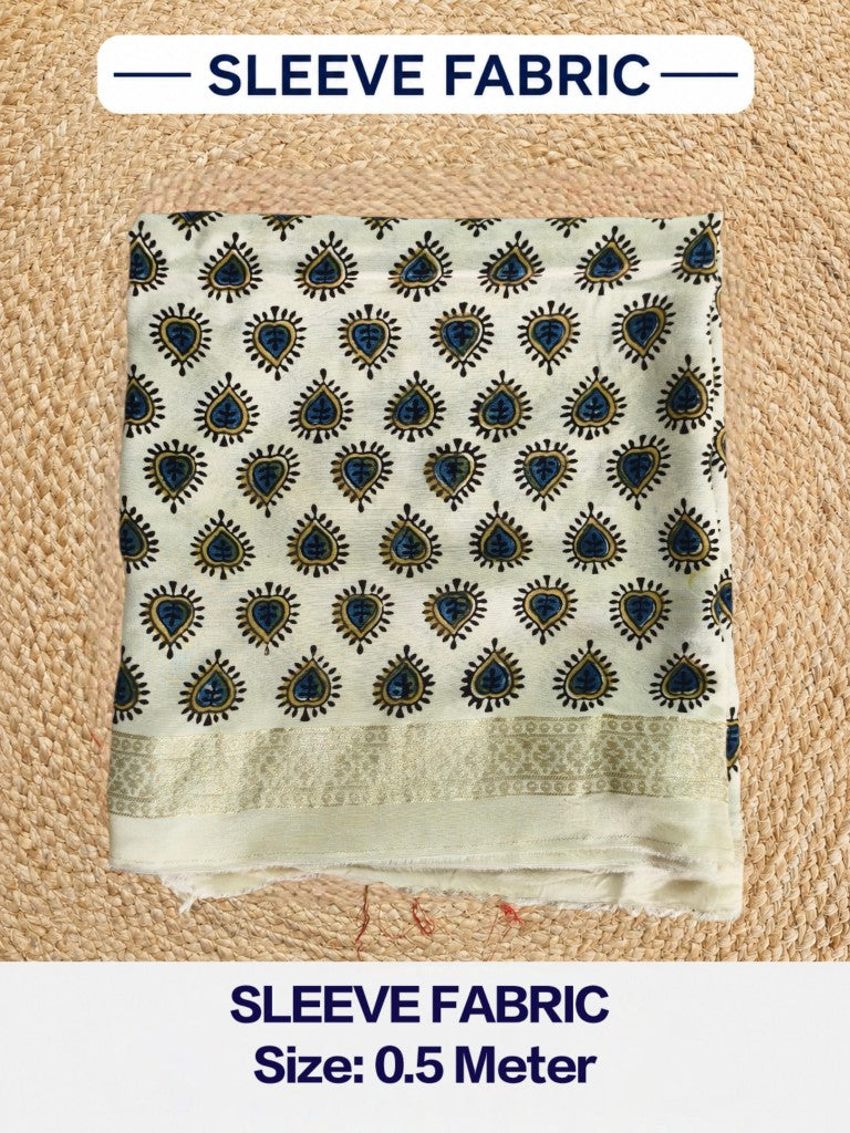 Premium Dola Silk Ajrakh Hand Block Print Natural Dye 2-Piece Suit with Zari Border Dupatta