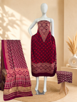 Premium Ajrakh Hand Block Print Modal Silk 3-Piece Suit Set with Zari Pallu Dupatta