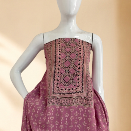 Premium Ajrakh Hand Block Print Modal Silk 3-Piece Suit Set with Zari Pallu Dupatta