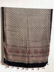 Ajrakh Modal Silk Natural Dye Dupatta with Tassels 08 - The Ajrakh Studio