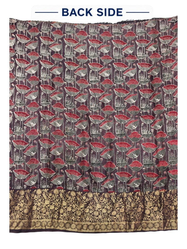 Premium Dola Silk Ajrakh Hand Block Print Natural Dye 2-Piece Suit with Zari Border Dupatta